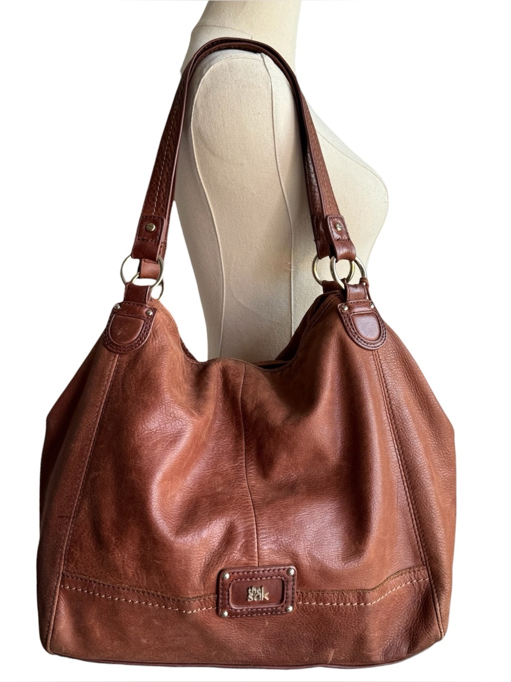 The Sak Slouchy Leather Hobo Bag Large Brown Boho Y2K Shoulder Purse Everyday
